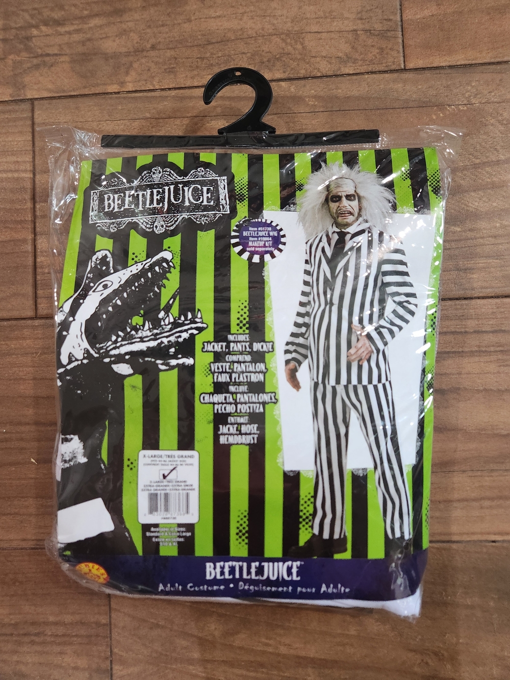 Beetlejuice Black And White Suit Adult Costume Halloween Costume- Rubies XL